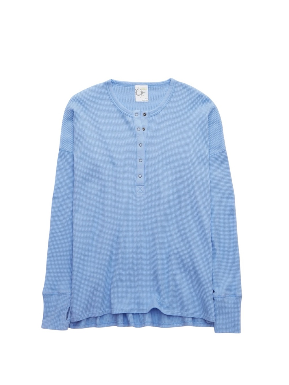 NWT Offline by Aerie Waffle Knit Henley Long Sleeve in Blue Size XS